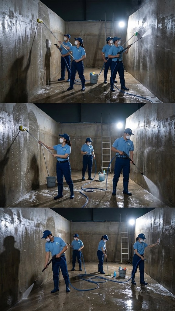 ล้างถังน้ำคอนโด - ถังใต้ดินขนาดใหญ่