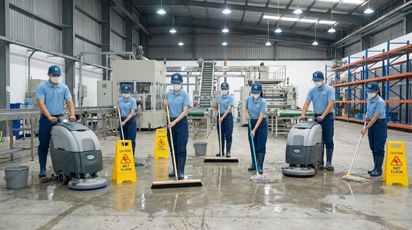 ทำความสะอาดโรงงานและโครงการใหญ่